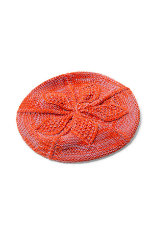 RED CABLE KNIT BERET